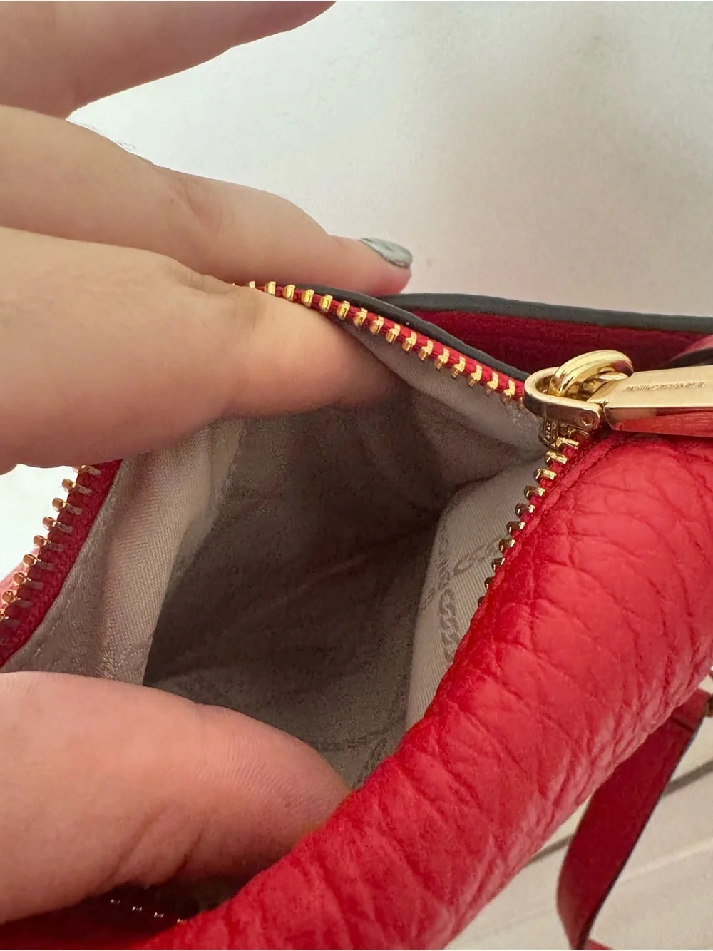 Michael Kors Red Pebbled Leather Mini Backpack with Gold Hardware